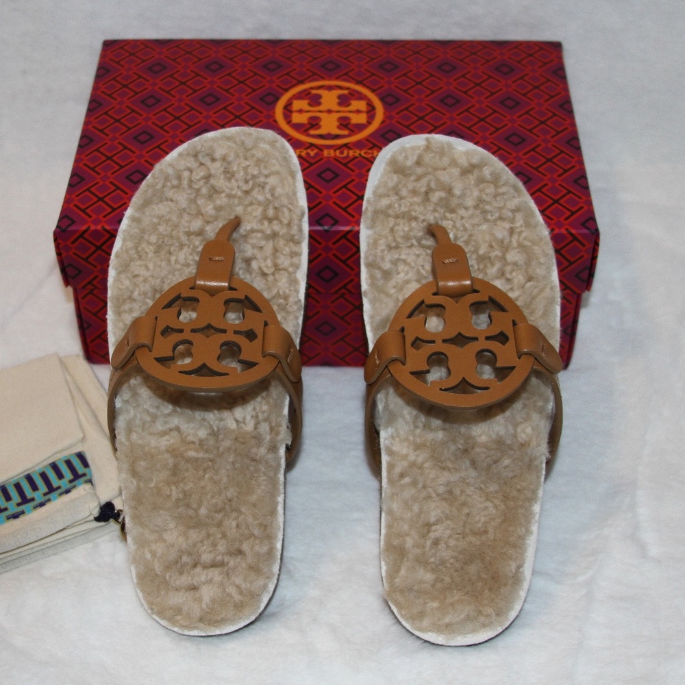 NWT Tory Burch Miller Cloud Shearling Sandals NEW in Box - Picture 2 of 6